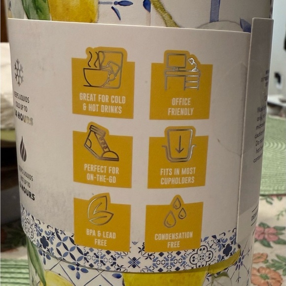 Manna Skinny Stainless Steel Tumbler with Lemon Design - Picture 4 of 6